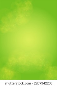 Abstrakter grüner Hintergrund mit goldenem kreisförmigem Hintergrund.  Lebhafter Sonnenschein Sommer und Frühlingsgefühl. Design der Ökosystem- und Umweltseite. Fresh Leaf Print entfochten.  Bokeh unscharfe Vorlage.