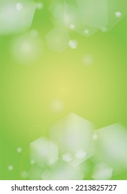 Resumen de fondo verde con luces de punto circular dorado.  Vibrante textura de verano y primavera. Plantilla de borrosa de Bokeh. Cubierta de gradiente brillante. Navidad festiva y nieve de Año Nuevo en verde. 