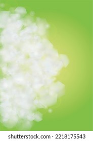 Resumen de fondo verde con luces de punto circular dorado.  Vibrante textura de verano y primavera. Plantilla de borrosa de Bokeh. Cubierta de gradiente brillante. Navidad festiva y nieve de Año Nuevo en verde. 