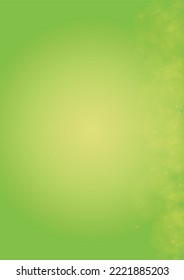 Abstract Green Background with Golden Circular Spot Lights.  Vibrant Sunlight  Summer and Spring Texture. Eco and Environment Page Design. Defocused Fresh Leaf Print.  Shiny Gradient Cover.