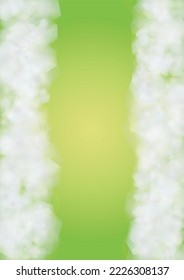 Abstract Green Background with Golden Circular Spot Lights.  Vibrant Sunlight  Summer and Spring Texture. Bokeh Blurry Template. Shiny Gradient Cover. Festive Christmass and New Year Snow on Green. 