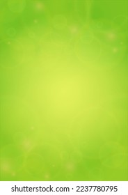 Abstract Green Background with Golden Circular Spot Lights.  Vibrant Sunlight  Summer and Spring Texture. Eco and Environment Page Design. Defocused Fresh Leaf Print.  Shiny Gradient Cover.