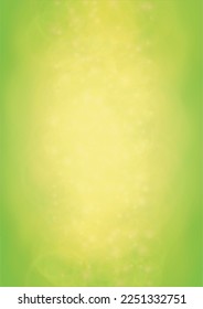 Abstract Green Background with Golden Circular Spot Lights.  Vibrant Sunlight  Summer and Spring Texture. Eco and Environment Page Design. Defocused Fresh Leaf Print.  Bokeh Blurry Template.