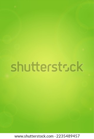 Abstract Green Background with Golden Circular Spot Lights.  Vibrant Sunlight  Summer and Spring Texture. Eco and Environment Page Design. Defocused Fresh Leaf Print.  Bokeh Blurry Template.