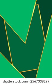 Abstract green background with golden elements. Vector illustration of background.