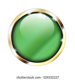 Abstract green background in a golden frame, with space for your text. Vector illustration, on transparent background.
