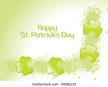 abstract green background with grungy shamrock, vector illustration