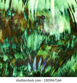 Abstract green background, hand painted watercolor texture, vector illustration