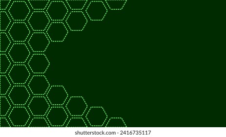 abstract green background with a hexagon motif in the form of dotted lines