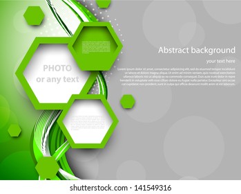 Abstract green background with hexagons