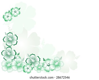 Abstract green background with hibiscus