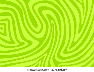 Abstract Green Background With Hypnotic Wavy Lines Pattern. Fresh And Natural Background