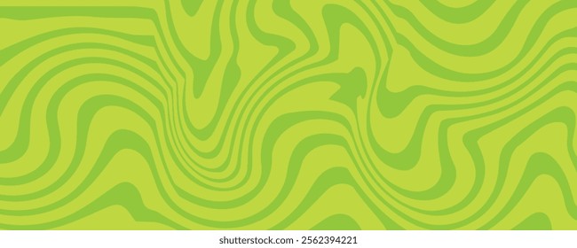 Abstract green background with hypnotic wavy lines pattern. Fresh and natural background
