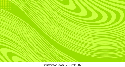 Abstract green background with hypnotic wavy lines pattern. Fresh and natural background. vector illustration