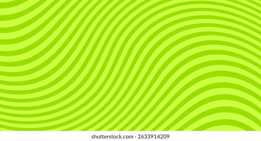 Fondo verde Abstractas con patrón de líneas onduladas hipnóticas. Fondo fresco y natural