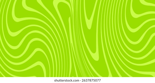 Abstract green background with hypnotic wavy lines pattern. Fresh and natural background