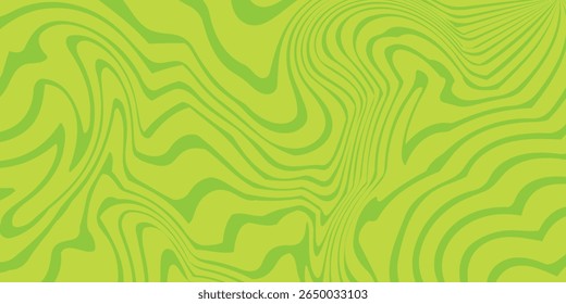Fundo verde abstrato com padrão de linhas onduladas hipnóticas. Fundo fresco e natural