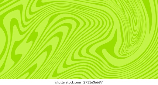Abstract green background with hypnotic wavy lines pattern. Fresh and natural background