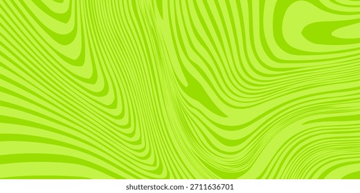 Fundo verde abstrato com padrão de linhas onduladas hipnóticas. Fundo fresco e natural