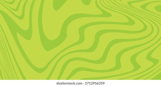 Fondo verde Abstractas con patrón de líneas onduladas hipnóticas. Fondo fresco y natural