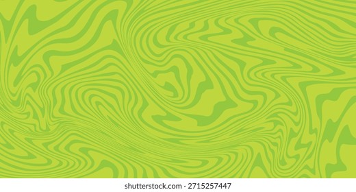Fundo verde abstrato com padrão de linhas onduladas hipnóticas. Fundo fresco e natural