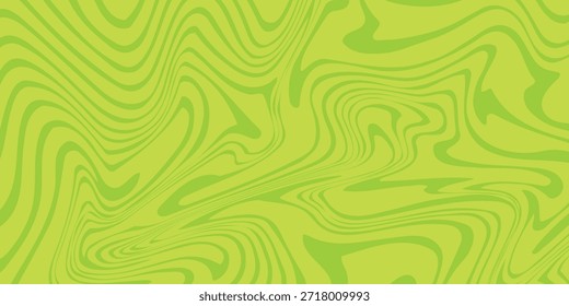 Fundo verde abstrato com padrão de linhas onduladas hipnóticas. Fundo fresco e natural