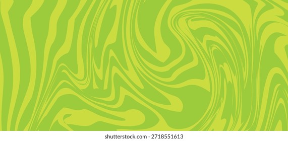 Fundo verde abstrato com padrão de linhas onduladas hipnóticas. Fundo fresco e natural. Ilustração de vetor