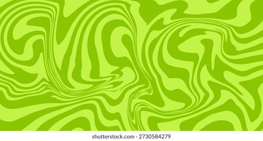 Abstract green background with hypnotic wavy lines pattern. Fresh and natural background