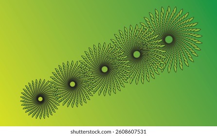 Abstract Green Background with Kiwi and Floral Pattern