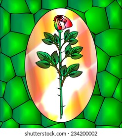 abstract green background and a large rose