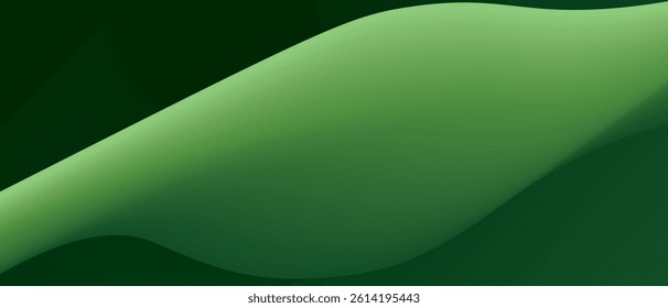 Abstract green background with light green gradient and waves. Vector illustration of background.