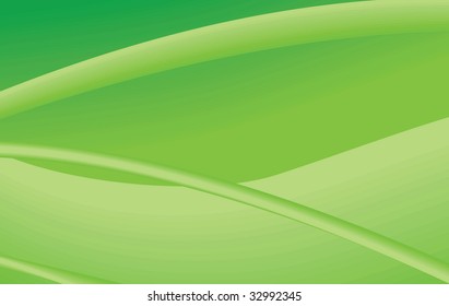 Abstract Green Background with Light Yellow Waves - Vector