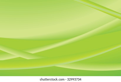 Abstract Green Background with Light Yellow Waves - Vector