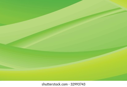 Abstract Green Background with Light Yellow Waves - Vector