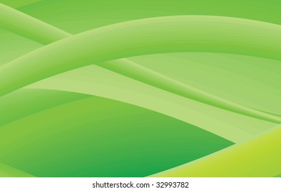 Abstract Green Background with Light Yellow Waves - Vector