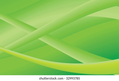 Abstract Green Background with Light Yellow Waves - Vector