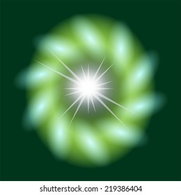 Abstract green background lighting swirl flare
