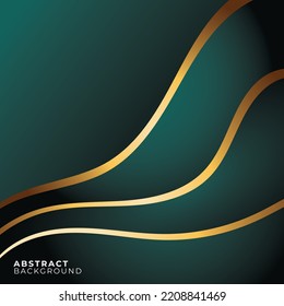 Abstract Green Background with line gold  Vector Illustration