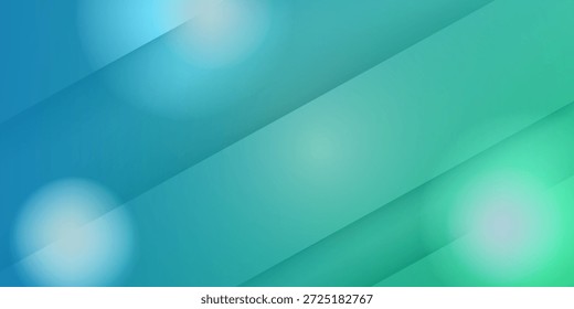abstract green background with lines, Panoramic template banner and copy space for text or image.