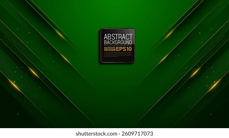 Abstract green background and luxury golden lines in 1920 x 1080 format. Perfect for invitations, wallpapers banners for Islamic and Diwali festivals. vector art. Not generated by AI.