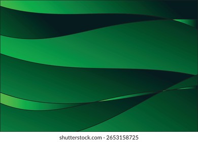 abstract green background made by midjourney Green neon color strip wave paper on black. 
