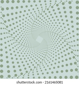 Abstract green background made of halftone dots. Optical illusion pattern. Optical art wallpaper.