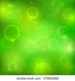 Abstract green background with magic lights. Blurred soft backdrop. Vector illustration. EPS10