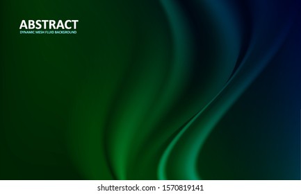 Abstract green background with mesh gradient dynamic wave design. Elegant placard poster, banner, backdrop, web, website template. Vector illustration