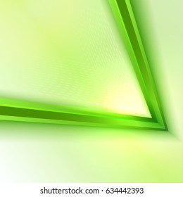 Abstract green background, metallic green banners with lights