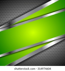 Abstract green background with metallic perforated design. Vector illustration