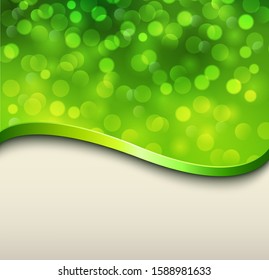 Abstract green background, natural blurry bokeh, vector illustration.