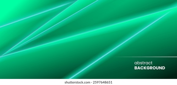 Abstract green background with neon lines. Stock vector illustration.