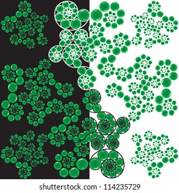 Abstract green background on white and black background