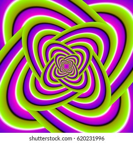 Abstract green background with ovals. Motion illusion.